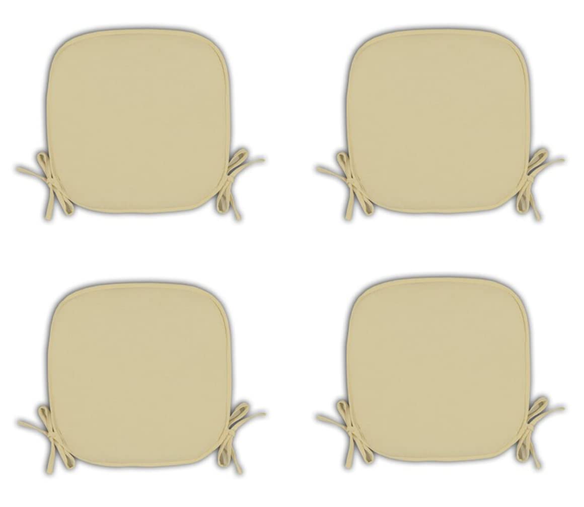Dazzle Collection Chair Seat Pads for Home Dining Room Kitchen Office Garden Patio Chairpads Extra Soft Cushion with Tie 38x38cm (Beige, 4)