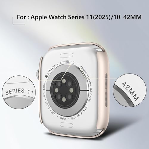 Image of Misxi Case with Screen Protector for 42mm Apple Watch Series 11 /10 | 2-Pack Cover with Tempered Glass for 11 /10, Scratch Resistant Sensitive Touch Protection, 1 Rose Gold + 1 Transparent