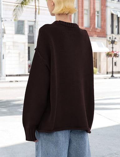 Women Casual Knit Pullovers Long Sleeve Chunky Crewneck Sweaters Top 2025 Fall Clothes4
