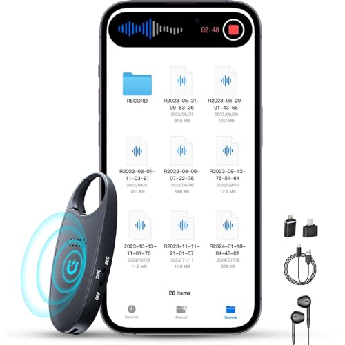 64GB Digital Voice Activated Recorder with Playback 4-in-1 Mini Portable Audio Recorder with AI Noise Cancelling Voice Magnetic Device for Lectures Meetings