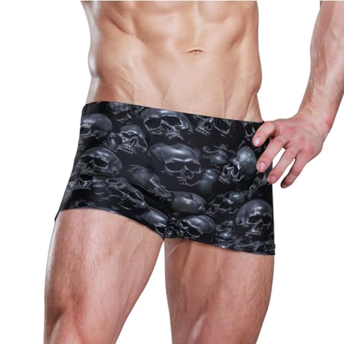 Sugar Skull Skeleton Gothic Mens Swim Trunk Swimwear Bathing Suit Swim Brief Square Leg Board Short S B04004913