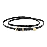Schmaler Taillengürtel -- Gürtel Breite: 0.8cm, Schnalle Länge: 1.5cm, Gürtel Gesamtlänge: 100cm; Einfaches Design macht den Gürtel elegant und retro, der ist ein schönes Accessoire für Kleid oder Jeans.