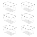 Vtopmart Clear Plastic Storage Bins, 6 PCS Pantry Organizer Bins with Handle for Refrigerator, Fridge, Cabinet, Kitchen, Countertops, Cupboard, Freezer Organization,Medium