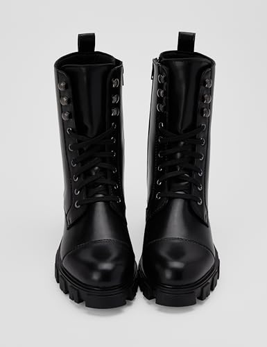 Image of ELLE womens Solid Comfortable Lace-up Boots for Party Use I Casual Use I Festive Use I El-daz-wn-127 Black Combat Boots