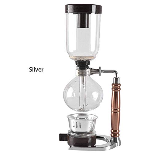 HWSY Kaffee-Moka-Kanne, Siphon, Kaffeemaschine, Tee-Siphon, Vakuum-Kaffeemaschine, Glas-Kaffeemaschinenfilter, 3 Tassen, Silber (Silber) Interesting 3 HWSY Kaffee-Moka-Kanne, Siphon, Kaffeemaschine, Tee-Siphon, Vakuum-Kaffeemaschine, Glas-Kaffeemaschinenfilter, 3 Tassen, Silber (Silber) Interesting
