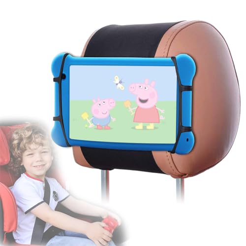 Image of Car Tablet Holder for Backseat, 7-10.5 Inch, Adjustable Silicone Strap, Hoop & Loop Closure, Anti-Slip, Portable, Easy Install, Universal Mount for Kids Travel Entertainment