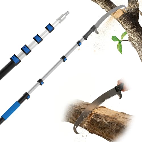 Manual Pole Saw for Tree Trimming, 26FT Telescoping Extension Pole Tree Pruner with 24' Blade, Hand Pole Saw for Cutting High Branches, Detachable Pruning Saw for Garden Yard Maintenance