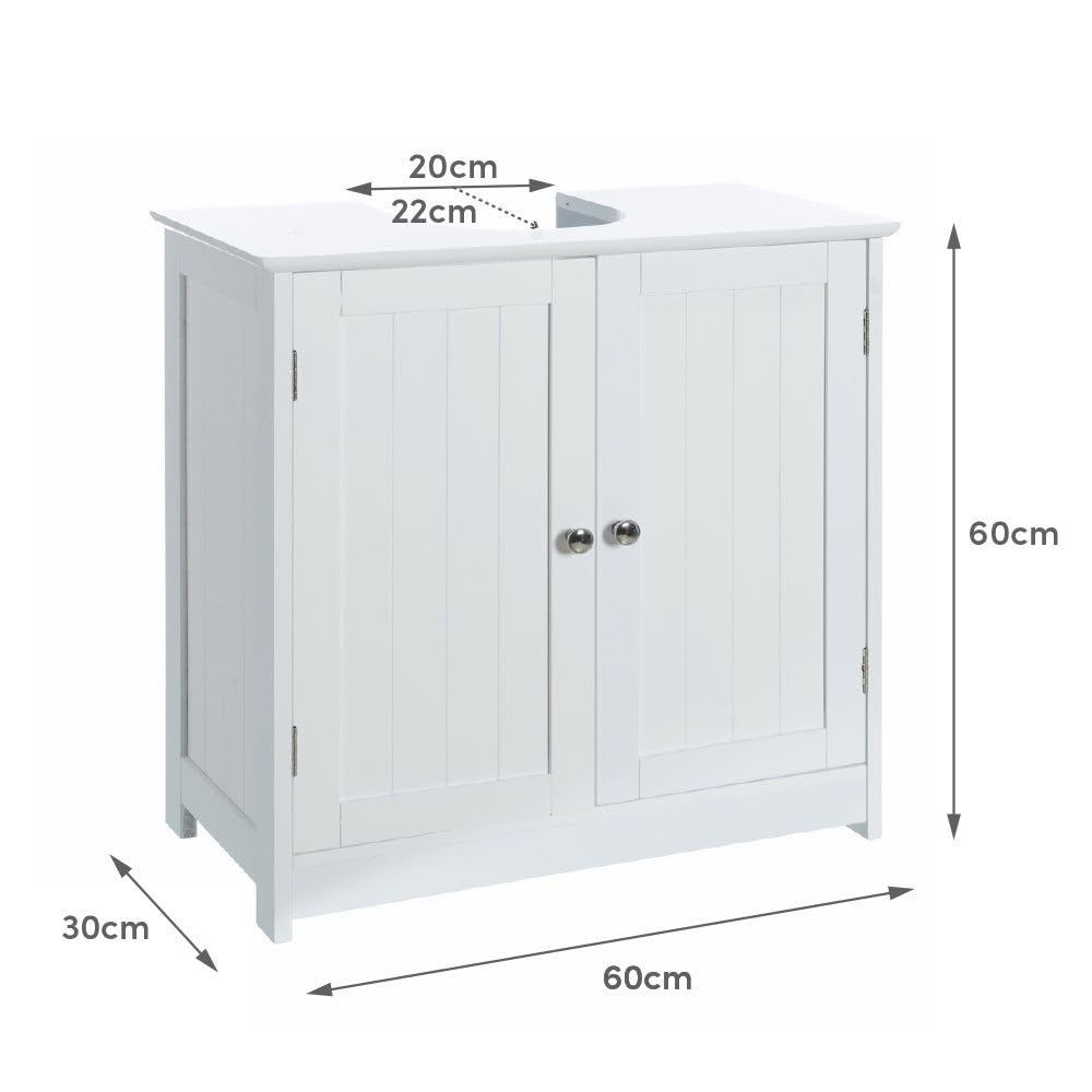 LOLAhome Mueble Bajo Lavabo pie de Madera Blanco, Mueble Baño de 60x30x60 cm