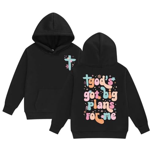 Jesus Loves Me This I Know Hoodies for Teen Girls Trendy Youth Long Sleeve Sweatshirts Tween Tops Preppy Clothes 02 Black 2-3 Years
