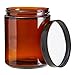 8oz Amber Glass Jars with Lids, Round Cosmetic Containers for DIY Body Butter, Scrubs, Lotion, Candles (8 Pack)