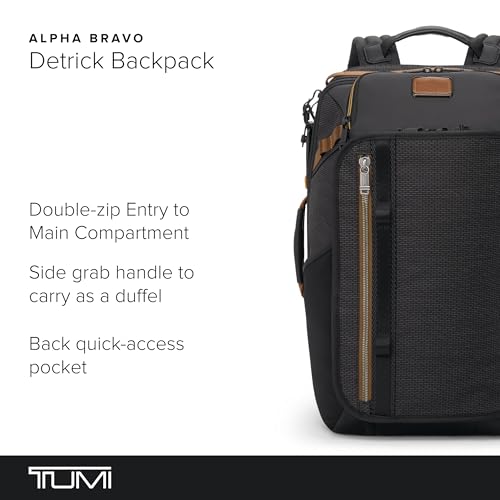 tumi - alpha bravo detrick backpack - multi-compartment travel gear - adjustable straps amp easy to carry - black onyx
