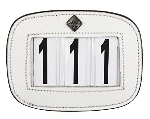 LeMieux Saddle Pad Number Holder in White - Durable Leather Material - Attaches Easily with a Strong Fixing Pin - One Size