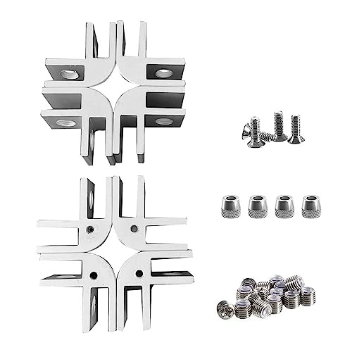 Naqqios Brasero de Aluminio Wind - Cuenco de Fuego, Mejor brasero Exterior | Kit de Conectores de Esquina de Vidrio de 5/16 Pulgadas, Juego de 8 Esquinas con Cuatro Bases Antideslizantes de aleación