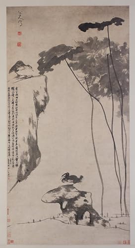 Bada Shanren Lotus et canards : sublimez un mur vide avec cette grande toile 60x90cm