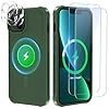 ANNSD for iPhone 13/14 Case, with 2 Screen Protectors & 2 Camera Covers, Anti-Fingerprint Magnetic Cover for iPhone 13/14 6.1″(Forest Green)