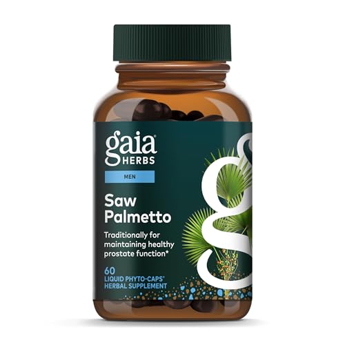 Gaia Herbs Saw Palmetto - Supports Healthy Prostate Function & Urinary Health - Saw Palmetto & Sunflower Seed Lecithin to Support Men's Health* - 60 Vegan Liquid Phyto-Caps (60 Servings)