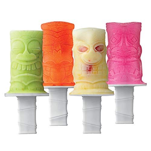 Image of Tovolo Tiki Pop Molds Fun Tropical Popsicle Mold Set of 4 with Reusable Sticks, Silicone Frozen Ice Pop Makers for Homemade Popsicles, Dishwasher Safe Beach Frozen Treat Popsicle Maker
