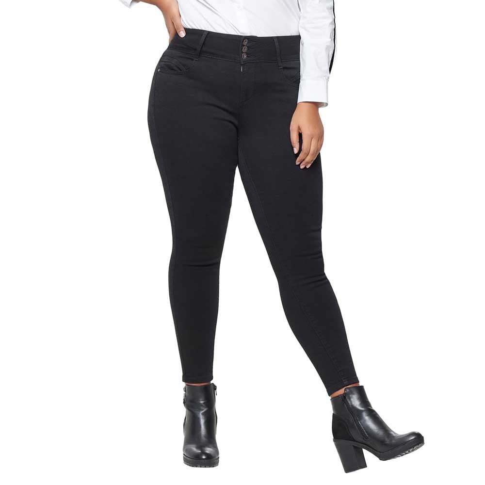 ONLY Carmakoma Damen Jeans Caranna Hw Sk ANK Jeans Black