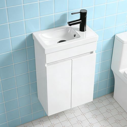 NUESTRA VIDA Waschbeckenunterschrank 40 cm Waschtisch mit Unterschrank, Badmöbel Set mit waschbecken, Unterschrank waschbecken hängend für kleine Badezimmer, Gäste WC, Ohne Armatur, Weiß(40x23x58cm)