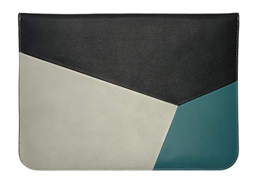 Mursuno Genuine Colorblock Italian Leather 13.78 Inch Laptop Slim Sleeve Computer Case Bag Special Design for MacBook Air/MacBook Pro 13-13.3 inch with Top Zip Closure (Mint) (Mint)