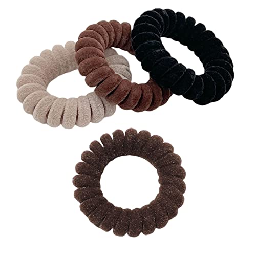 Grutyopkn Hair Ties, Velvet Spiral Hair Ties,4 Pack Elastic Hair Ties cover