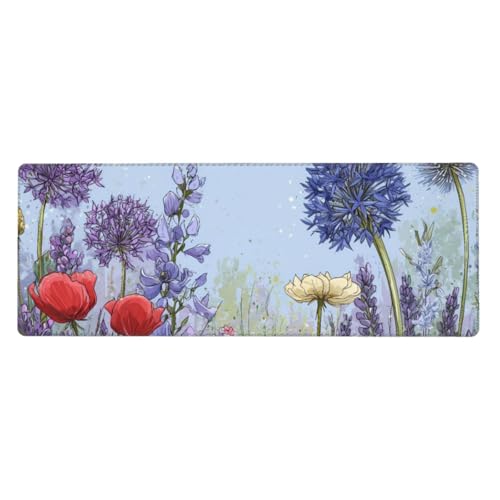Grand tapis de souris caoutchouc antidérapant Bluebell Bee 80 x 30 cm doux
