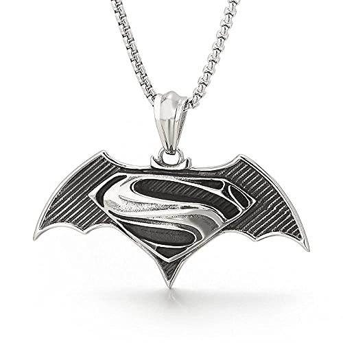 AMOZ Rétro Batman Hommes 'sane Acier Pendentif Patron Saintane Acier Hommes' S Collier Cover