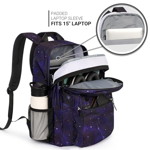 Image of ZORFIN 26L Backpack for College, and Travel: Water Resistant Bookbag - Night Sky