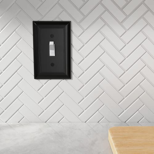 Amazon Basics Decorative Single Toggle Wall Plate - 3-Pack, Flat Black #TOP6