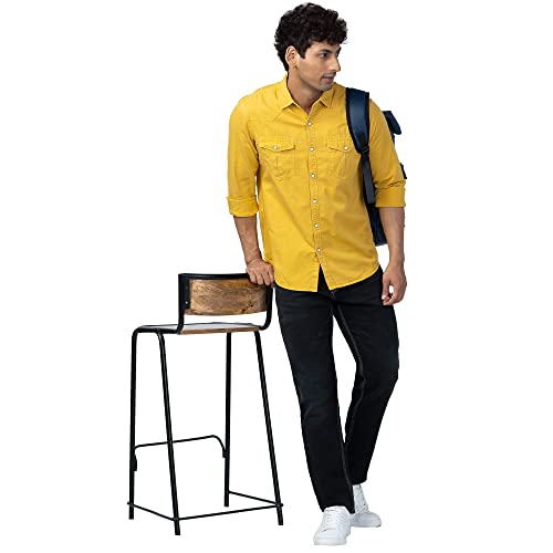 Image of Spykar Men's Slim Fit N /A Full Sleeve Solid Casual Shirts