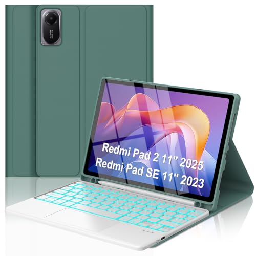 Funda con teclado para Xiaomi Redmi Pad SE y Pad 2 con bluetooth y retroiluminación 1