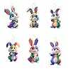 6 pcs easter decoration 2025 easter colorful gradient bunny hanging ornament acrylic pendant spring easter cartoon cute rabbit hanging ornament decoration accessories for easter party supplie  urban country home decor