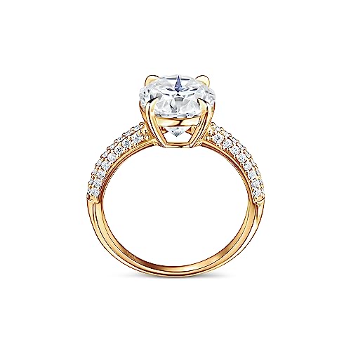 ISAAC WOLF 10k Gold 5 Carat Moissanite Rings Triple Pave Dome Oval Engagement Ring2