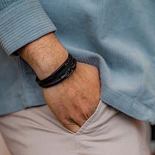 Image of SERASAR Premium Leather Bracelet Men | Stainless Steel Magnetic Clasp | Three Colors | Jewelry Box Included