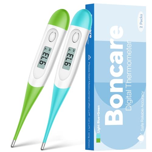 Thermometer for Baby, 2 Packs, Rectal Digital Thermometer with 10 Seconds Fast Reading (Green+Blue Green)