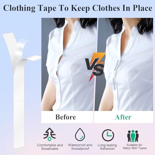 PITHER Fita dupla face para roupas, adesivo forte à prova d'água à prova de suor para manter as rou