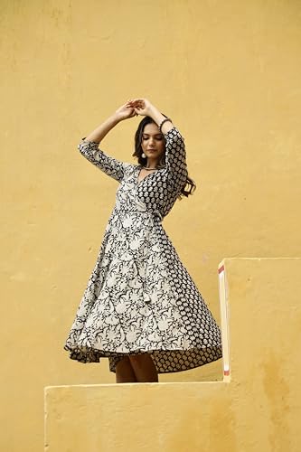 Image of ANNI Designer Women's Cotton Blend Anarkali Printed Kurta
