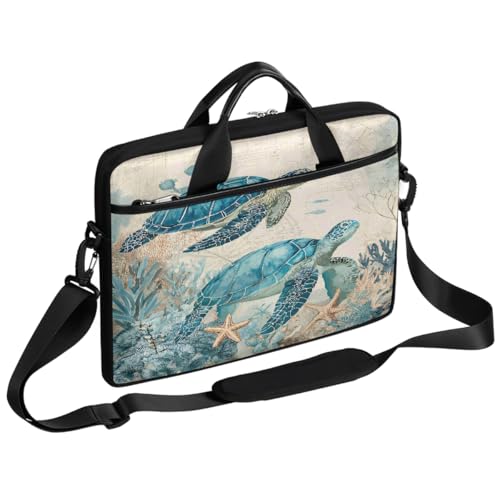 Maletín para portátil con diseño vintage de tortuga marina 15 pulgadas