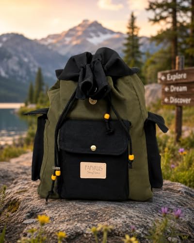 Image of Canvas Drawstring Backpack, Small size(10 Liters),Adjustable Shoulder Straps,Metal zippered pockets,Casual Travel Daypack