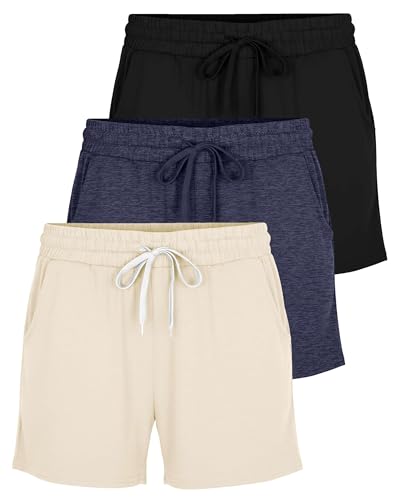 Image of Real Essentials 3 Pack: Womens Ultra-Soft Athletic Lounge Casual Sweat Shorts with Pockets (Available in Plus Size)