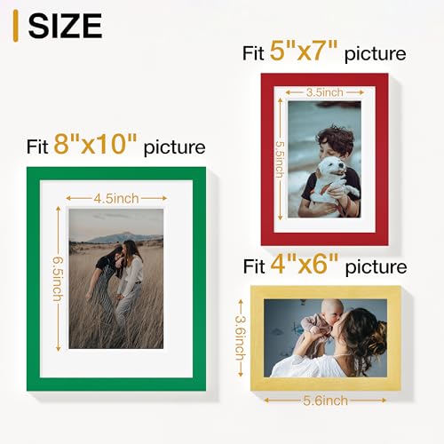 Image of Vittanly 15 Pack Picture Frames Collage Wall Decor, Multi Sizes Including 3pcs 8x10, 6pcs 5x7 and 6pcs 4x6 Photo Frames, Gallery Frame Set for Wall or Tabletop Display, Green, Red and Gold