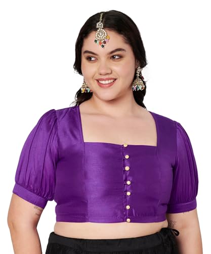 Image of studio rasa Women's Plus Size Silk Blend Button Down Crop Top for Wedding Festive Party