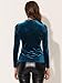 Allegra K Velvet Tops for Women's Puff Long Sleeve Mock Neck Vintage Christmas Shiny Metallic Blouse Small Peacock Blue