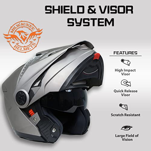 Milwaukee Helmets Mph9822Dot Silver 'Ominous' Dual Sport Advanced Motorcycle Modular Helmet For Men And Women Biker - X-Large #TOP4