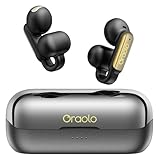Oraolo OE02 Wireless Earbuds, Crystal Clear Call, USB-C Charging, Bluetooth 5.4 Open Earphones with ENC, IPX5 Waterproof Wireless Clip-on Earbud, 32H Playtime Earbuds (Black)
