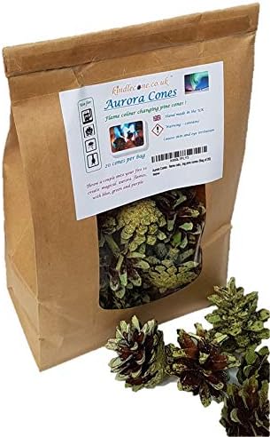 Aurora Cones, Colour-Changing Pine Cones for Fireplaces, Grills, Open Fire (Pack of 20).