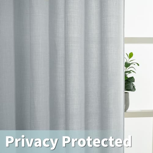 Image of LAMIT Linen Curtains 95 Inch for Bedroom, Grommet Thick Linen Textured Sheer Curtains Light Filtering Privacy Window Drapes for Living Room, Set of 2 Panels, 52 x 95 Inch, Haze Blue