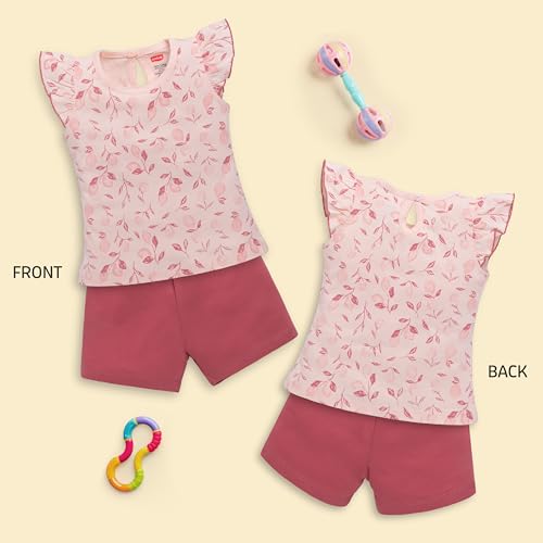 Image of LuvLap Baby Girls Regular Fit 100% Cotton Half Sleeves Girls Top CoSet Pack of 3