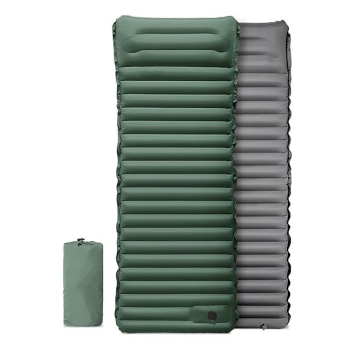 Fengzel Outdoor 足踏み式 キャンプマット 190*70*10cm 幅広 極厚 防水 断熱 複数連結可能 枕一体式 アウトドア 車中泊 リバーシブル エアーマット (ミリタリー)