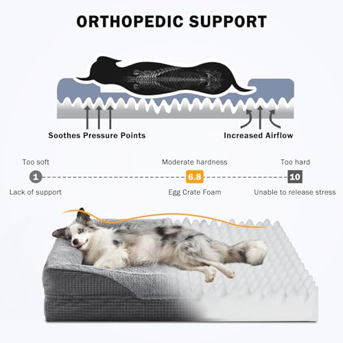 FURTIME Extra Large Dog Bed Orthopedic Dog Bed XL for 90lbs Dogs - 7.5" Memory Foam Mattress, Waterproof & Washable Dark Cover, Veterinarian Recommended Bed for Arthritis & Bone Health, 107x81x19cm - Image 6